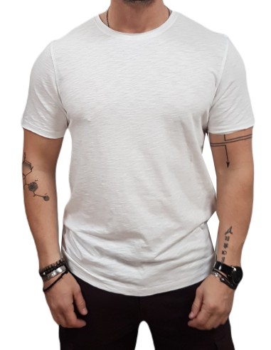 Superdry - M1012076A 01C -  Raw Edge Slub T-shirt - Optic - Μπλούζα Μακό
