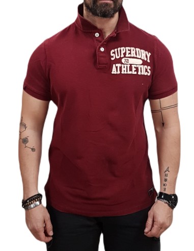 SUPERDRY - M1110396A TYP - Vintage Athletic Polo - Rich Burgundy - ΜΠΛΟΥΖΑ ΜΑΚΟ