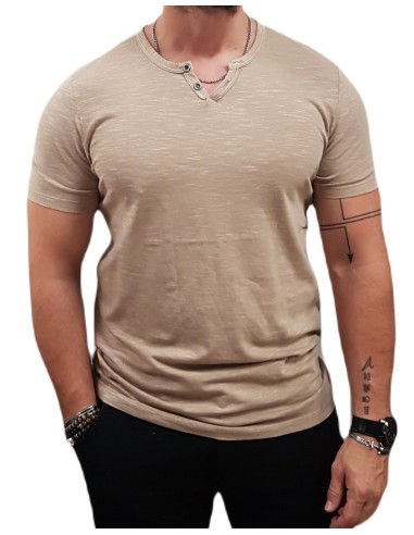 Jack&Jones - 12164972 - Jjesplit Neck Tee SS Noos - Crockery - Slim Fit - μπλούζα μακό