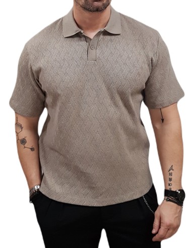 Jack&Jones - 12275090 - Jpr Bla  Trent Jacquard Polo sn - Greige - Κοντομάνικο μπλουζάκι