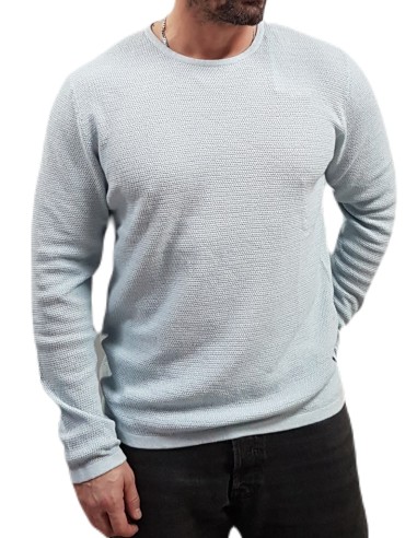 Jack&Jones - 12268279 - Jje George Knit Crew Neck Noos - Chambray Blue - Regular Fit - Πλεκτό λεπτο