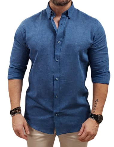 Visconti - 2779-2 - Blue - Regular Fit - Linen - Πουκάμισο