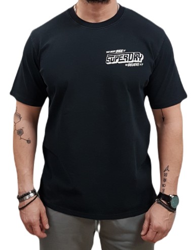 Superdry - M1012124A 02A - B-Movie Graphic Loose Tee - Black  - Loose Fit - Μπλούζα Μακό