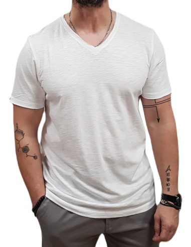 Superdry - M1012077A 01C -  Raw Edge Slub V T-shirt - Drius Green - Μπλούζα Μακό