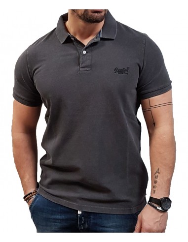 SUPERDRY - M1110439A B7F - Vintage Polo - Destroy Black - ΜΠΛΟΥΖΑ ΜΑΚΟ